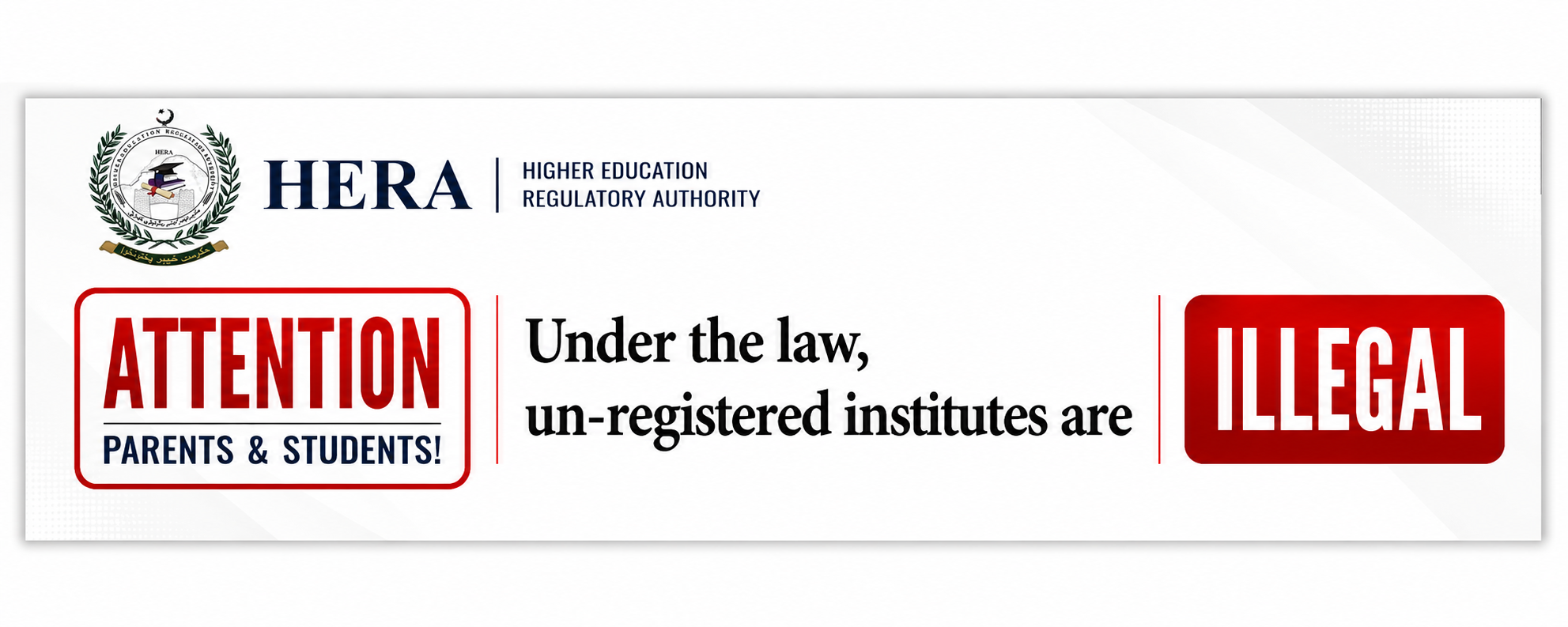 Attention Parents and Students: Under the law, un-registered institutes are illegal.